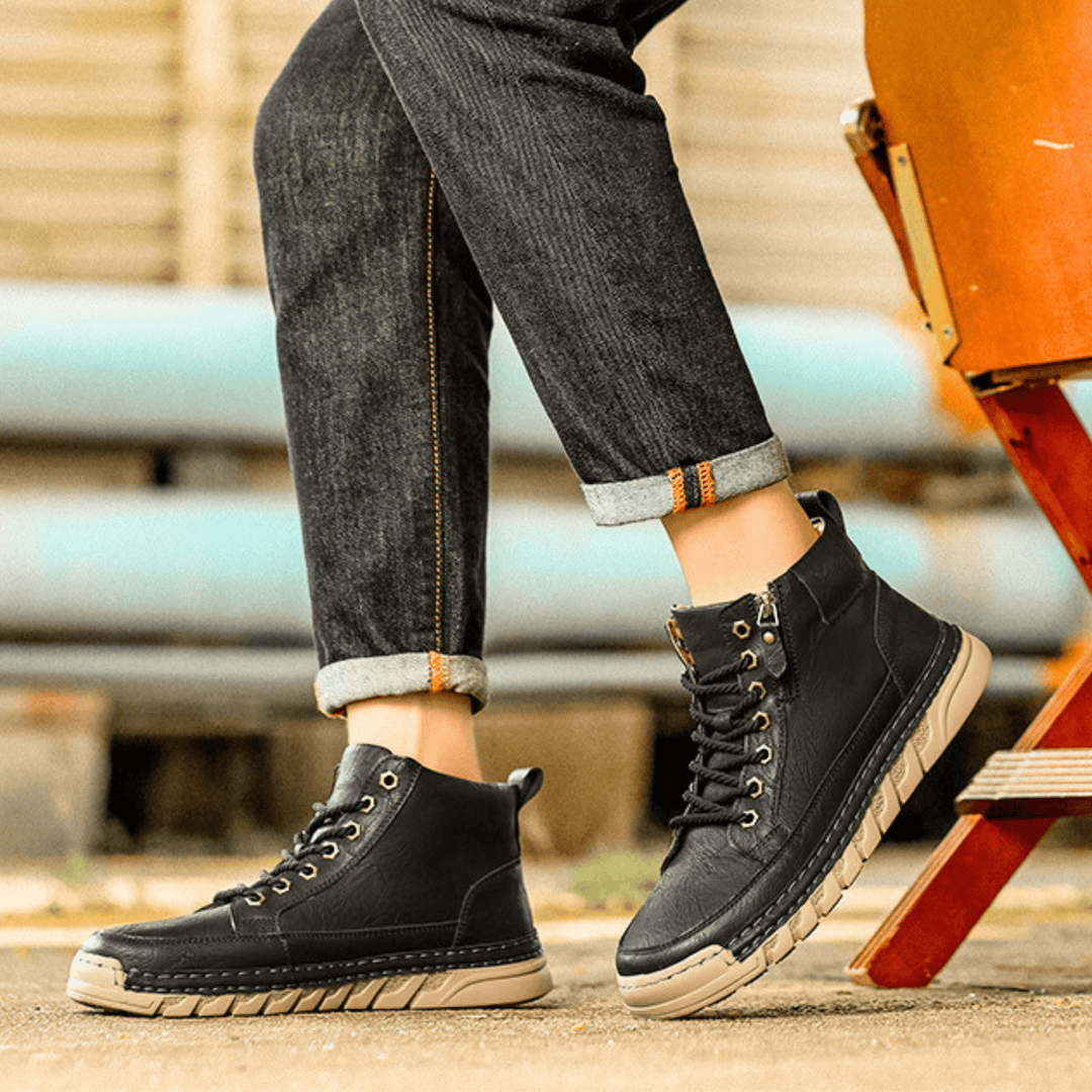 Leder Stiefeletten Herren Schmaler Schaft Gepolstert