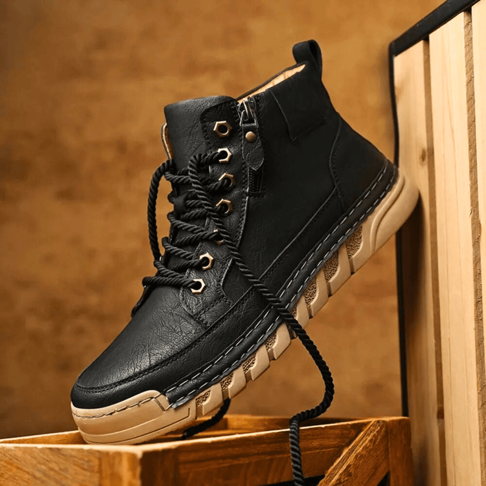 Leder Stiefeletten Herren Schmaler Schaft Gepolstert