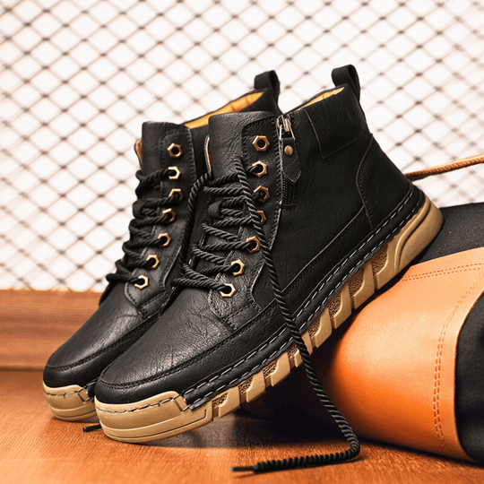 Leder Stiefeletten Herren Schmaler Schaft Gepolstert