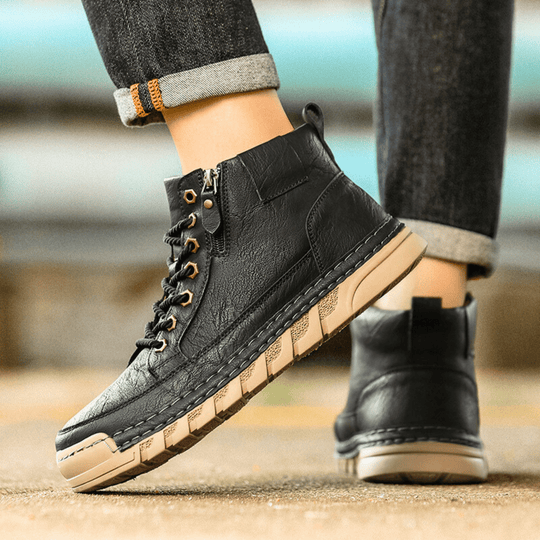 Leder Stiefeletten Herren Schmaler Schaft Gepolstert