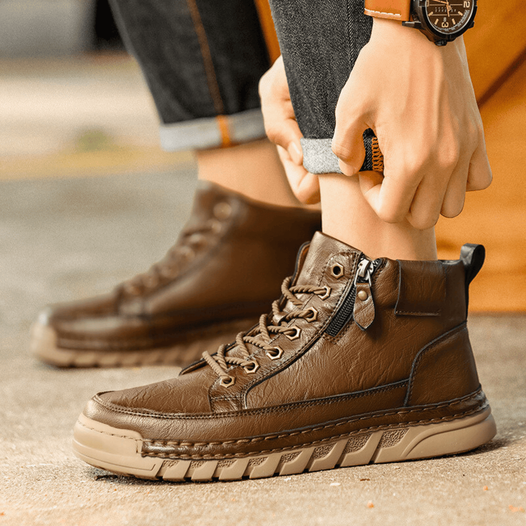 Leder Stiefeletten Herren Schmaler Schaft Gepolstert