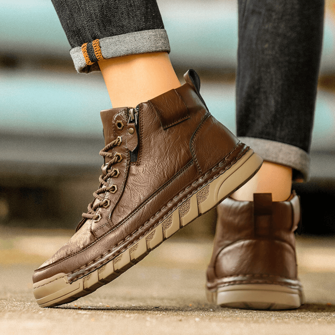 Leder Stiefeletten Herren Schmaler Schaft Gepolstert