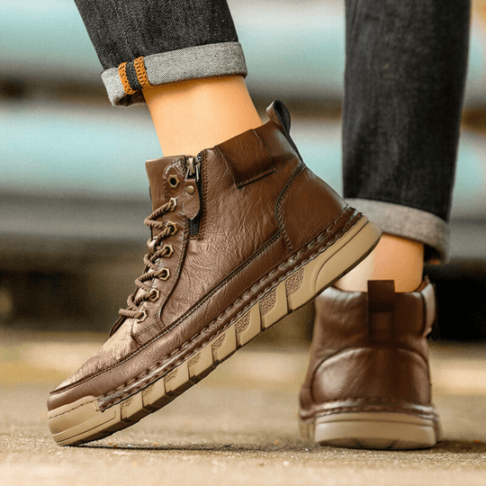 Leder Stiefeletten Herren Schmaler Schaft Gepolstert