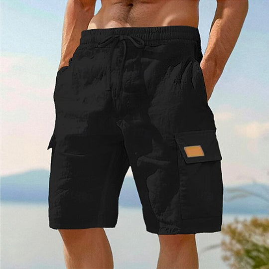 Leinen Cargo Shorts Herren Strand Sommer Baumwolle Hose