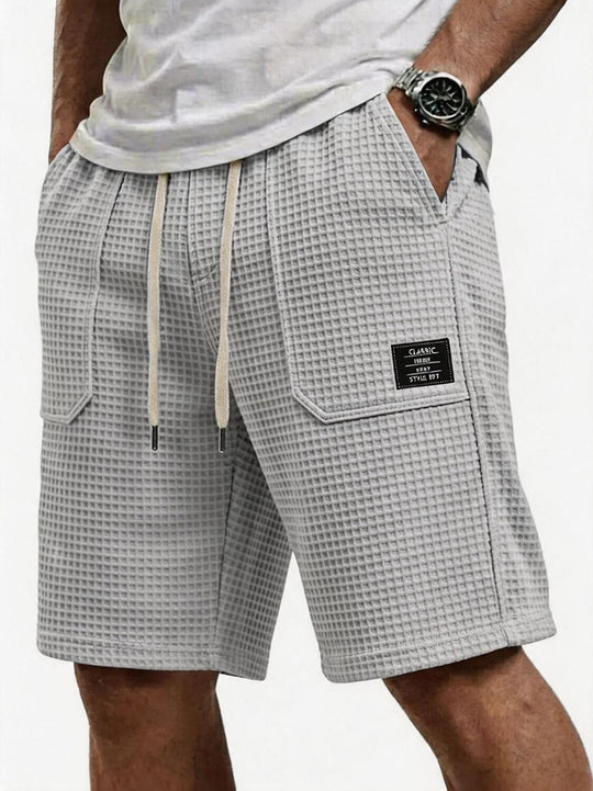 Waffel Strick Shorts Herren Sommer Strand Taschen Hose