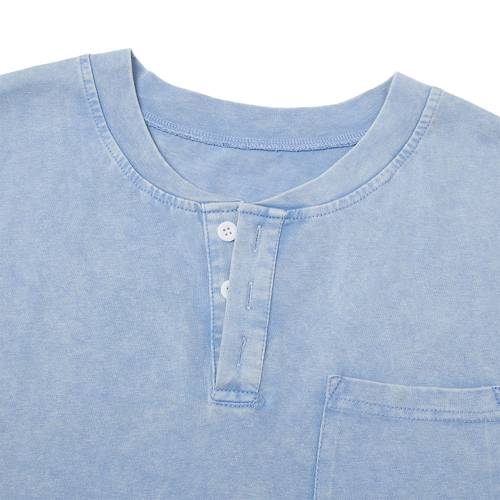 Vintage Washed Henley Tanktop Herren Baumwolle Ärmellos