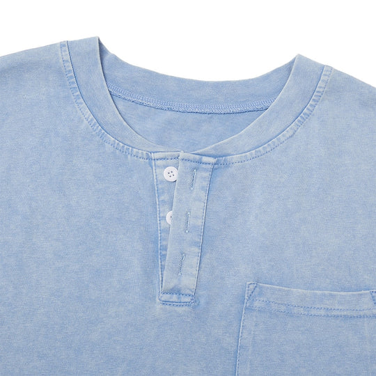 Vintage Washed Henley Tanktop Herren Baumwolle Ärmellos