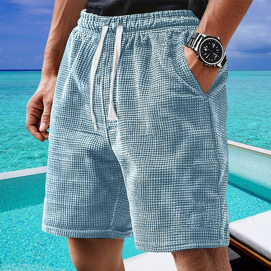 Leichte Waffel Strick Shorts Herren Sommer Strand Hose