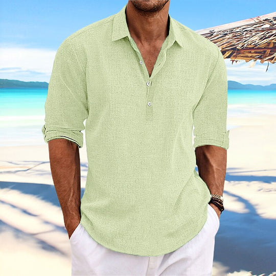 Klassisches Leinen Hemd Herren Sommer Baumwolle Casual