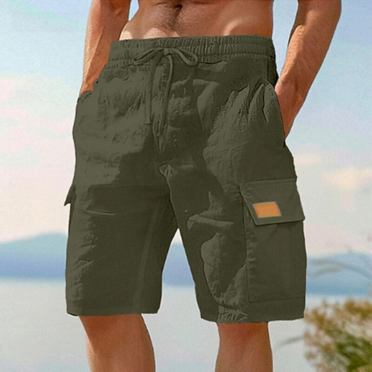 Leinen Cargo Shorts Herren Strand Sommer Baumwolle Hose