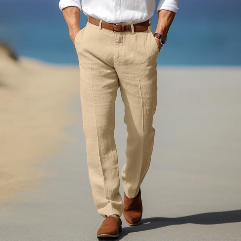 Premium Leinenhose Herren Elegant Sommer Anzughose