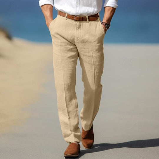 Premium Leinenhose Herren Elegant Sommer Anzughose