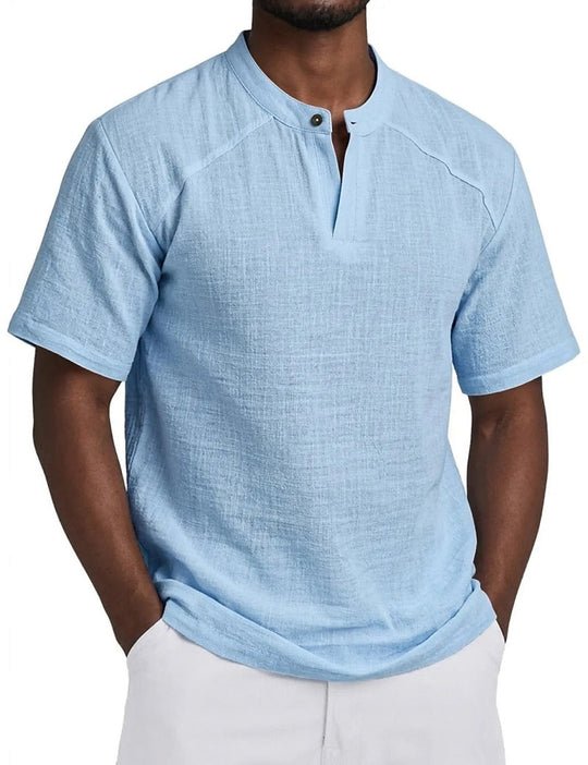 Leichtes Leinen Popover Hemd Herren Sommer Baumwolle
